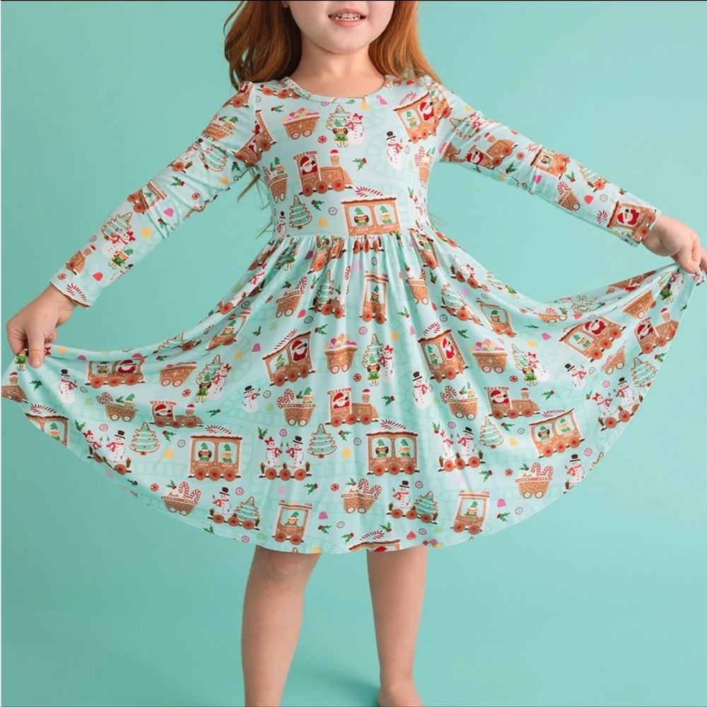 Posh Peanut Gingerbread Train Twirl Dress NIB NWT